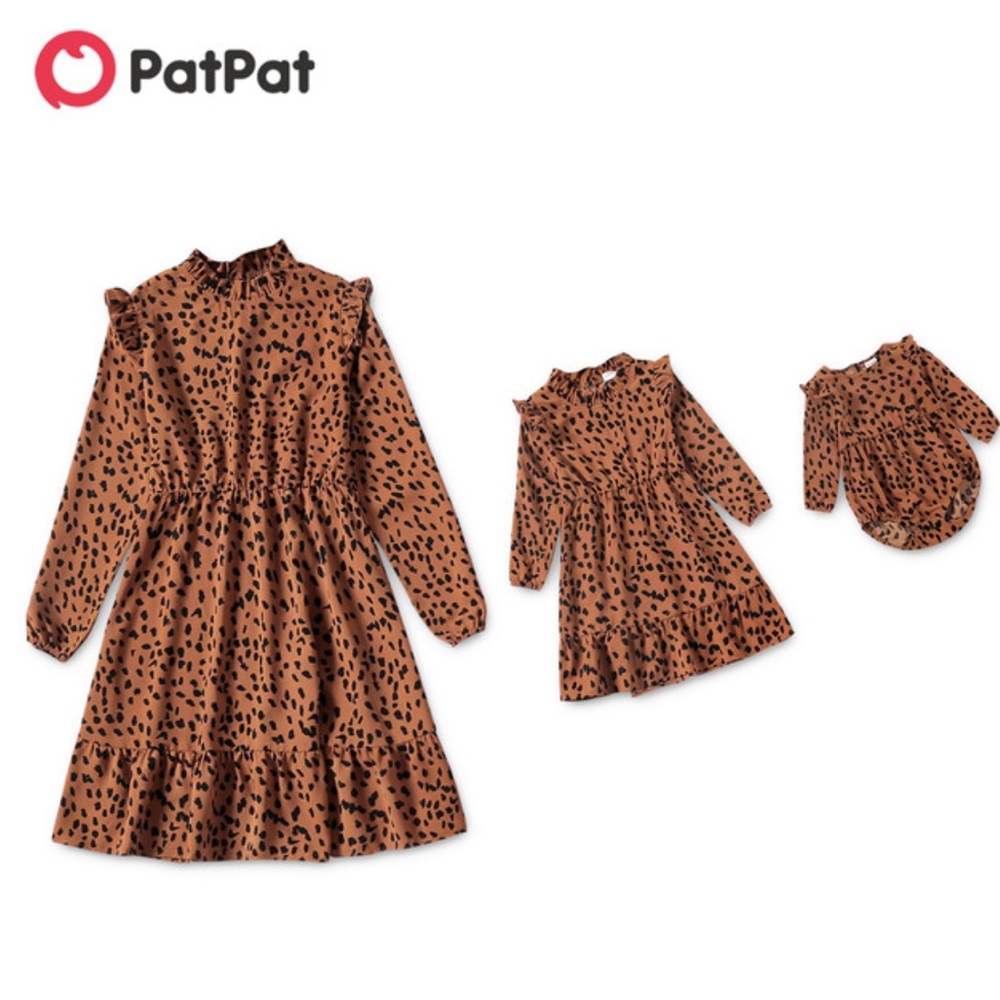 Mommy and me bundle NWT brown leopard dress and onesie bundle
